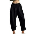 thumbnail image 2 of PXLKNZH Sweat Pants for Women Elastic Waisted Fleece Cinch Bottom Lounge Pants Casual Loose Fit High Rise Jogger Sweatpants Black,M, 2 of 7