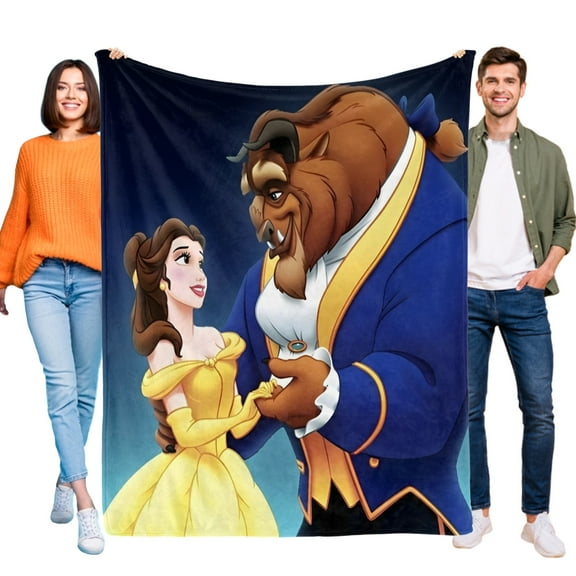 Belle Beauty And Beast Flannel Blanket 50*60 in inch Soft And Comfortable With Clear Patterns And Easy Cleaning