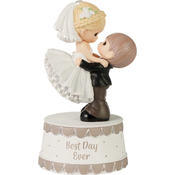 Enesco Precious Moments Groom Bride Wedding Musical Figurine, Multicolor Resin 6in H