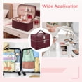 thumbnail image 5 of Double Layer Travel Makeup Bag, Large Capacity Zippered Cosmetic Organizer with Removable Liner, Waterproof PU Leather Toiletry Bag, Portable Cosmetic Case for Skincare Brushes Accessories, 5 of 8