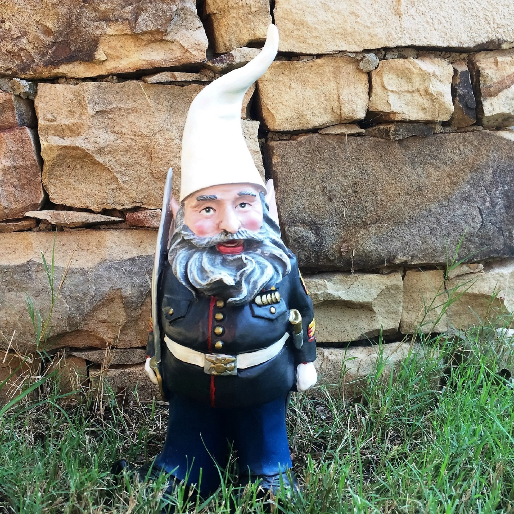 Nowaday Gnomes - "Ooh Rah" Marine Gnome Military Soldier Dress Blues with Sword Home & Garden Gnome Statue 14"H