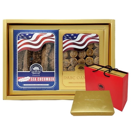 8OZ Alaska Red Sea Cucumber Nutritional and Health Food - 8OZ Japanese Dried Scallops Conpoy 100% Natural Sun, Dried Scallops  Red Sea Cucumber Gift Box Set