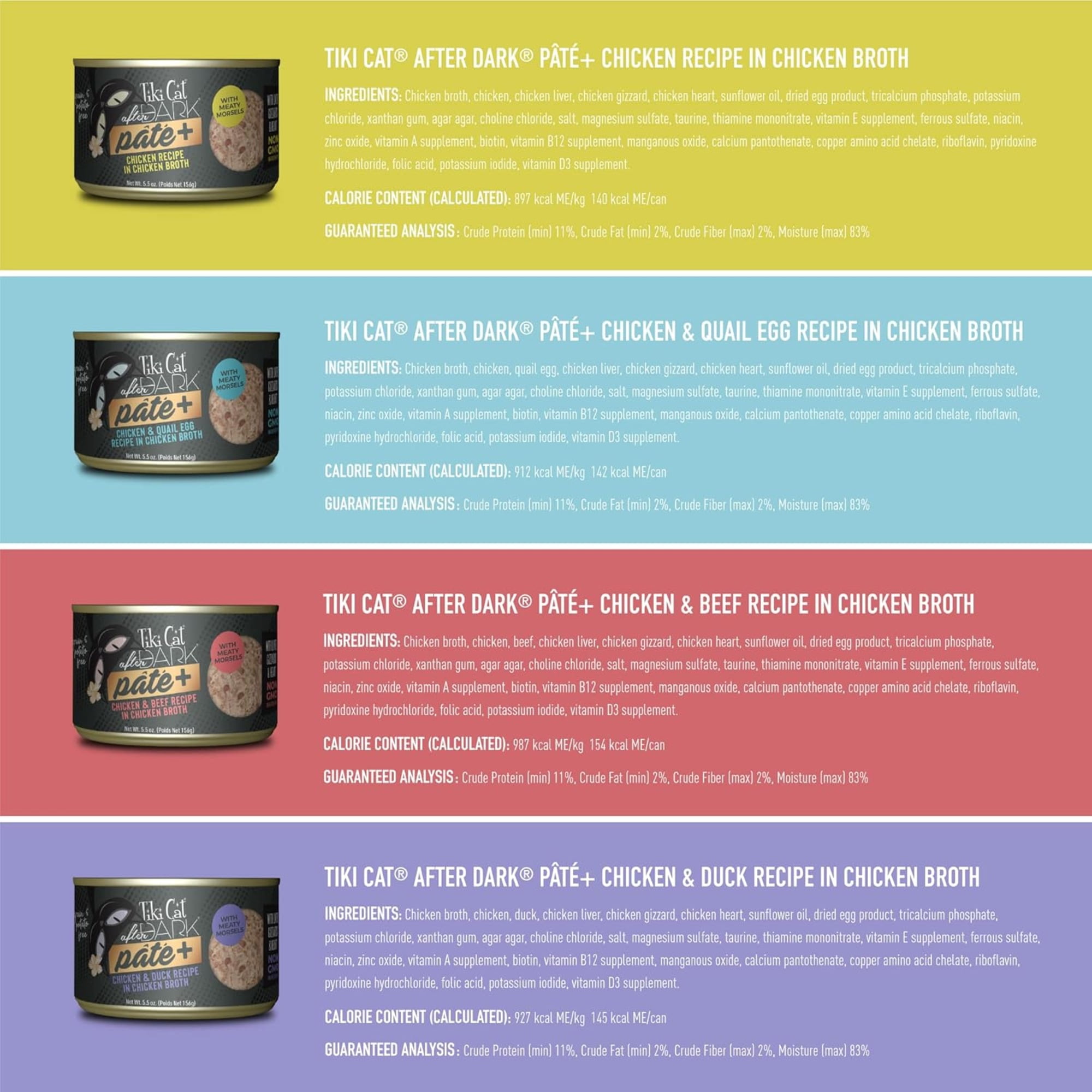 Tiki Cat After Dark Pate+, Variety Pack, 5.5 oz. Can (8 Count)
