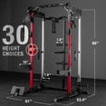 thumbnail image 4 of Mikolo Red Power Rack Cage with Dual Pulley Cable Crossover Machine,Multi-Function Squat Rack with J Hooks,Dip Bars and Landmine for Home Gym with 370 Black Weight Plates, 4 of 13