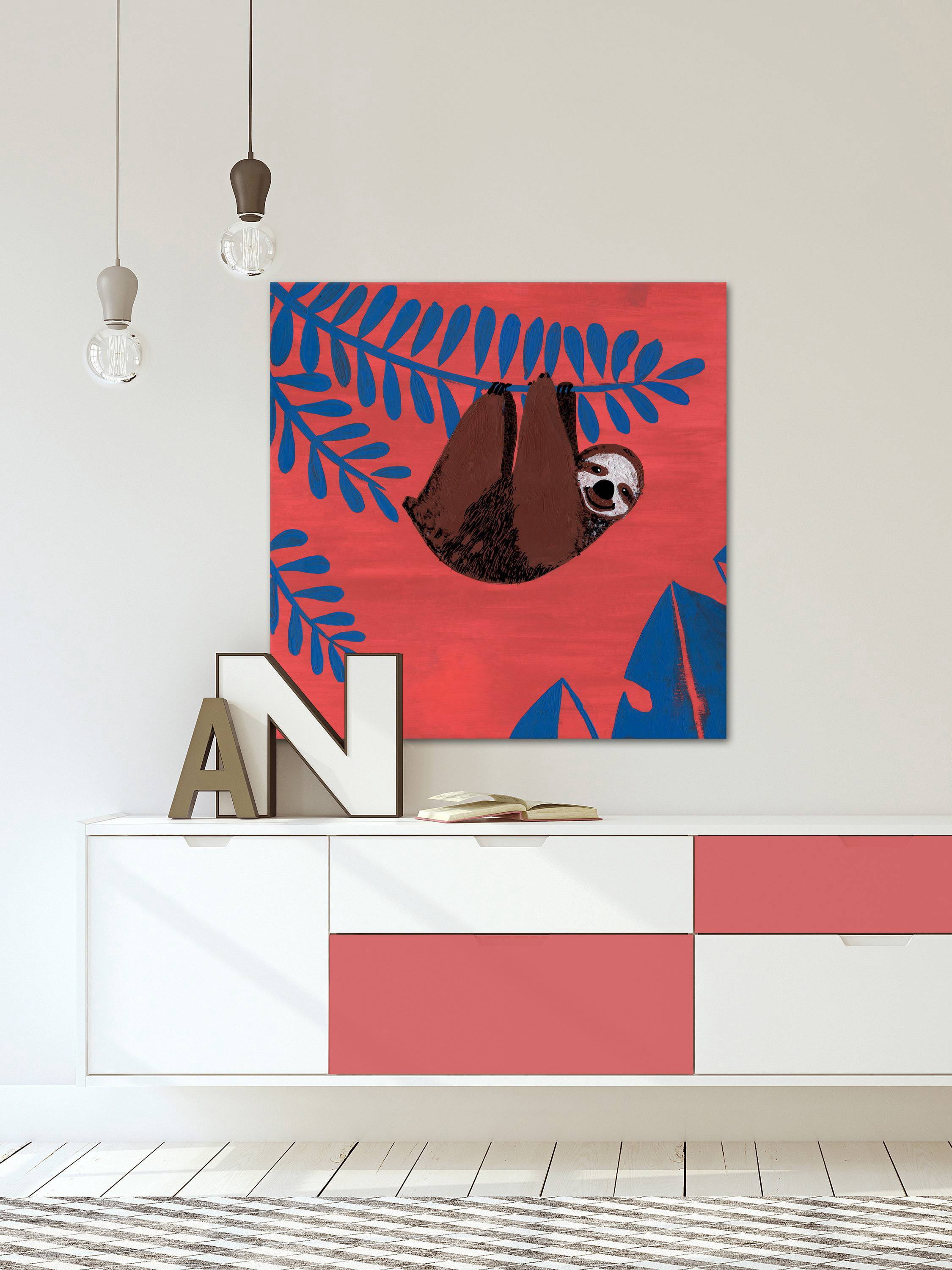 Curious Sloth Painting Print on Wrapped Canvas