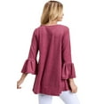 thumbnail image 3 of YELETE Women's 3/4 Bell Sleeve Top / Burgundy M, 3 of 4
