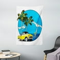 thumbnail image 1 of 1960s Decor Wall Hanging Tapestry, Graphic Design of Nostalgic Chevy Car and a Sailer Guy in the Ocean Palms Bright Sky Seaside, Bedroom Living Room Dorm Accessories, 40 X 60 Inches, by Ambesonne, 1 of 1