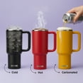 thumbnail image 5 of Tumbler with Handle, Straw and Slide Lid 30oz - 100% Leak Proof, Cup Holder Compatible for Travel - Insulated Stainless Steel Cup - Non-Slip Silicone Pad - BPA-Free (30oz, Sand), 5 of 7