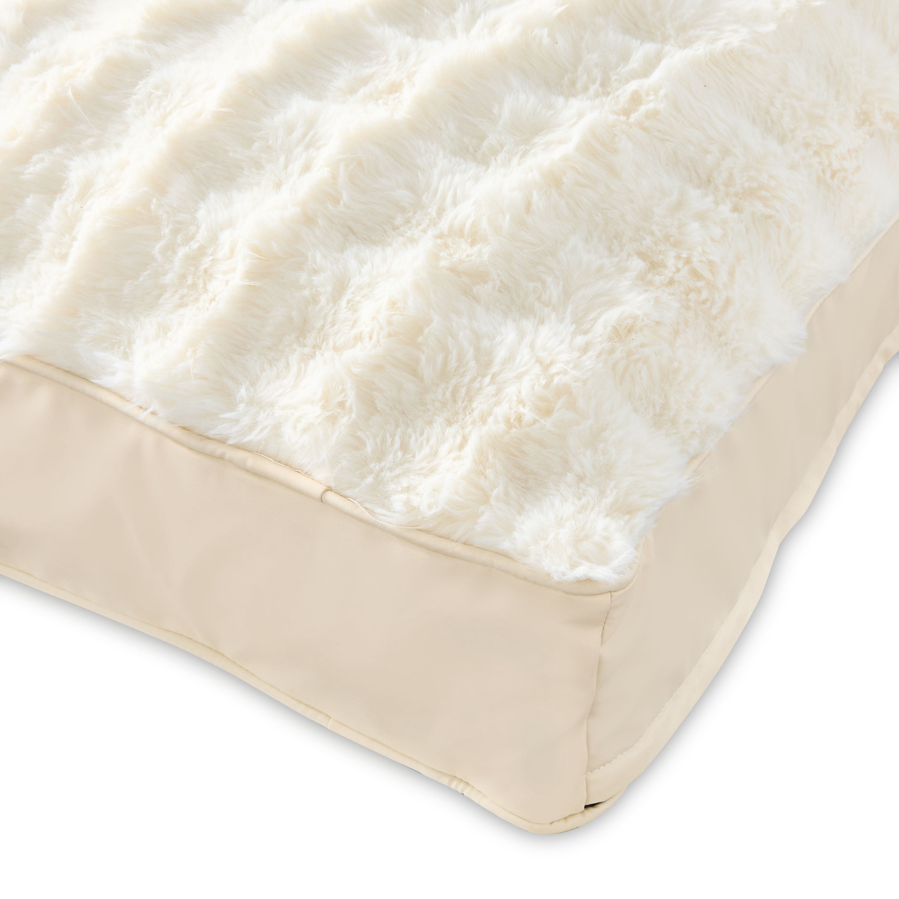 Vibrant Life Extra Large Faux Leather Orthopedic Pet Bed, Tan, 48" x 35"