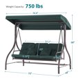 thumbnail image 4 of MCombo 3-Seat Outdoor Patio Swing Chair, Adjustable Backrest and Canopy 4068 (Green), 4 of 9