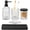 Black & Clear, variant on 5 Piece Glass Bathroom Accessory Set Brown + Black Vanity Countertop Organizer