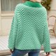 thumbnail image 3 of Gibobby Suéter Para Invierno Mujer de de moda para mujer con de manga larga con cuello en contraste(Verde,G), 3 of 5