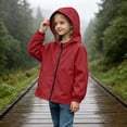 thumbnail image 5 of Fesfesfes Kids Unisex Hooded Rain Jacket Lightweight Waterproof Windbreaker with Pockets, Casual Outdoor Coat for Kids School Play Ages 5-16 Years, 5 of 8