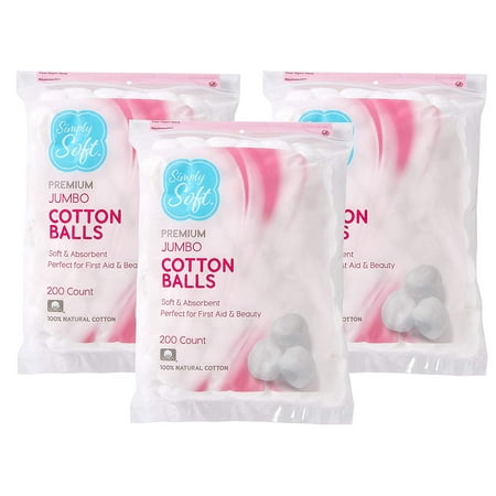 Simply Soft Premium Cotton Balls, 100% Clean, Pure, Natural Cotton Balls, 600 Count