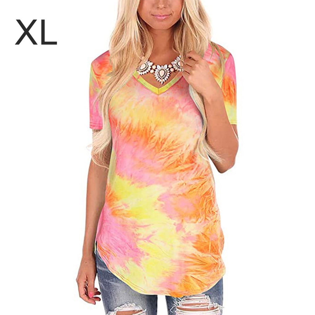 KIKIO Women T-shirt V Neck Short Sleeve 