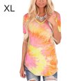 thumbnail image 1 of Qarigey Camiseta de mujer con cuello en V de manga corta Camiseta de mujer con cuello en V Top Tie Dye Blusa informal de verano Prendas para la parte del cuerpo Rojo SG Qarigey AP003160-22, 1 of 6