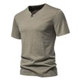 thumbnail image 2 of toraway Autumn Men's Short Sets Mens Linen Set Solid Color Short-Sleeved T-Shirt Large Size Casual Set  L, 2 of 6