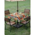 thumbnail image 3 of Outdoor Tablecloth with Umbrella Hole and Zipper, Thanksgiving Orange Pumpkin Square Table Cloth 54x54 Inch Waterproof Tablecloth, Fall Autumn Leaves Farmhouse Check Picnic Table Cover for Patio, 3 of 7