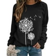 thumbnail image 1 of ZXZY Women Dandelion Graphic Print Round Neck Long Sleeve Pullover, 1 of 7