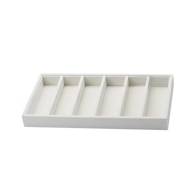 Bandeja para exhibir gafas de sol, caja de almacenamiento para anteojos, elegante contenedor con 6 compartimentos blanco