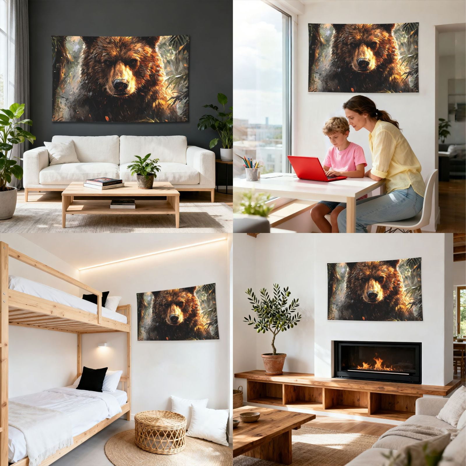 Bear Animal Art Four Hole Decorated Banner Flag for Garden Yard Home Decoration Indoor Outdoor 4x6 Ft