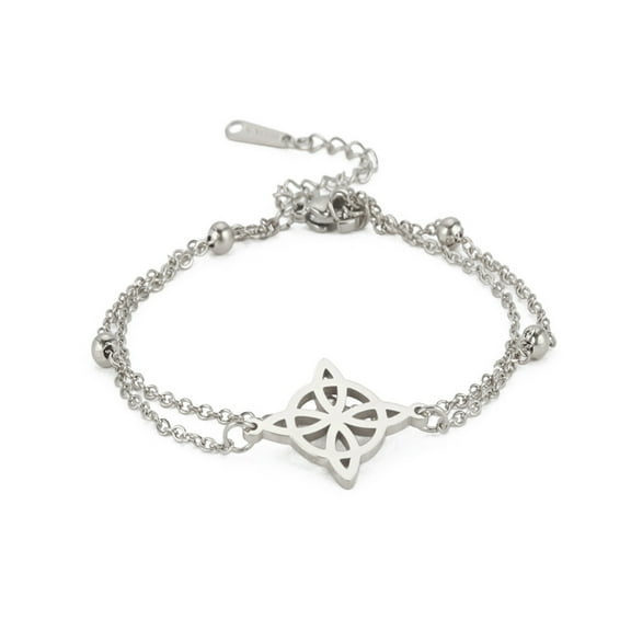 Witch Knot Bracelet for Women Vintage Amulet Bracelet Stainless Steel Double Layer Bead Chain