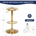 thumbnail image 2 of Brage Living Bar Stools, Adjustable Height Swivel Bar Stools, Metal Airlift Barstools, Backless Counter Height Bar Chairs for Kitchen Dining Room Pub Cafe 1Pc (Gold), 2 of 6