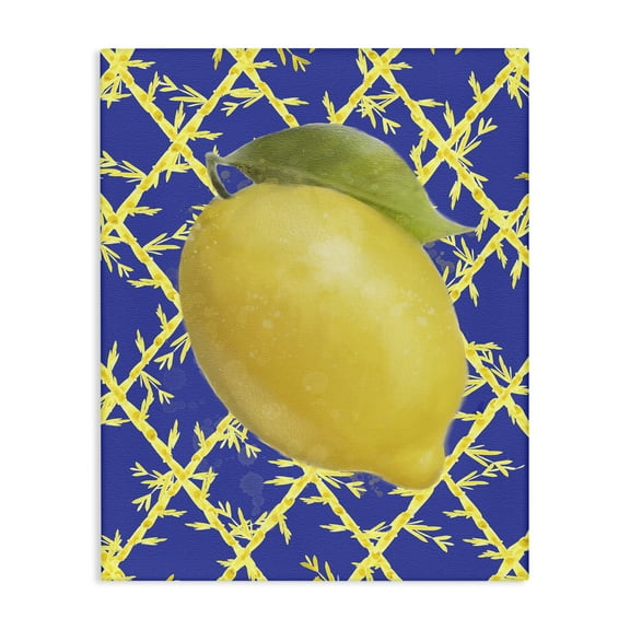Stupell Industries Bold Lemon over Blue Food & Beverage Painting Wrapped Canvas Canvas Art Print Wall Art, 16 x 20