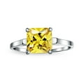 thumbnail image 2 of Bling Jewelry Womens Yellow 3CT Princess Cut CZ Solitaire Engagement Ring Thin Band Sterling Silver, 2 of 4