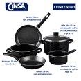 thumbnail image 5 of Batería De Cocina Santiago Cinsa 6 Piezas Negro Con Tapa De Vidrio, 5 of 5