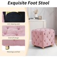 thumbnail image 4 of LEHZROAJ Button Tufted Velvet Vanity Stool with Metal Legs, Modern Makeup Ottoman, Upholstered Foot Rest Footstool for Living Room Bedroom（Pink）, 4 of 8