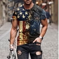 thumbnail image 1 of Blusas y camisas de manga corta y cuello redondo para hombre. Blusas de manga corta con cuello redondo y estampado del Día de la Independencia para hombre. Blusa para hombre., 1 of 5