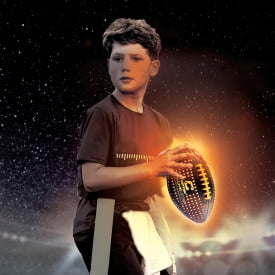 Cipton LED Light Up Football, Composite, Glow in the Dark, Junior Size, Glow in the Dark for Night Play, Black