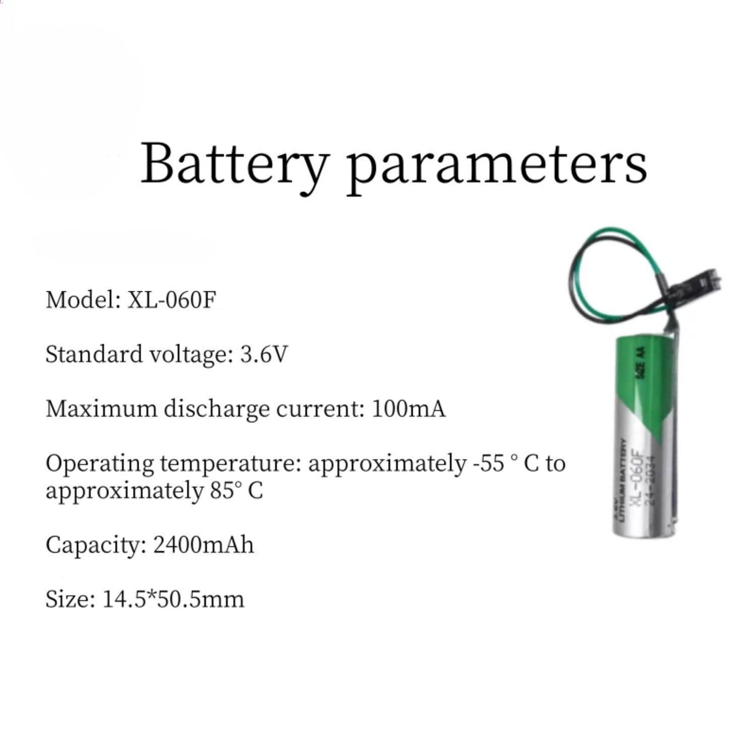 US STOCK   2PCS XL-060F 3.6V 2400MAH AA Battery with Black Plug Non-Rechargeable Li-Battery