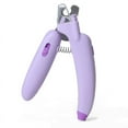 thumbnail image 1 of Pet Nail Clipper Safe Stainless Steel Blades Banana Shape Handle Dog Cat Claw Trimmer with LED Light File Purple (White Light Type), 1 of 5