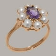thumbnail image 2 of LBG British Made 14k Rose Gold Natural Amethyst & Cultured Pearl Womens Statement Ring - 33 size options - Size 5.75, 2 of 6