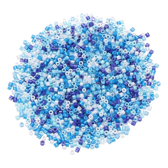Uxcell 1900 Paquete de Cuentas de Vidrio a Granel, Cuentas Redondas Mini Espaciadoras de 1.3mm para Fabricación de Joyas de Pendientes, Collares, Pulseras, Cadena, Serie Azul