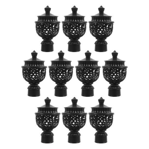 FOMIYES 10Pcs Black Plastic Curtain Rod End Caps Retro Finials Decorative Fittings for Drapery Poles