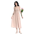 thumbnail image 3 of Vestido Midi Plisado Sin Mangas Color Sólido Cintura Alta Vestido Informal, Beige, L Inevent AP001458-02B, 3 of 7