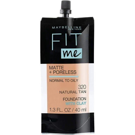 Maybelline New York Fit Me Matte   Poreless Liquid Foundation - Pouch Format - 320 Natural Tan - 1.3 Ounce