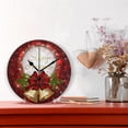 thumbnail image 2 of Dreamtimes Round Digital Clock Christmas Bell Bow and Snowflakes Creative Decorative Quiet Not Ticking Clock,Bedroom Living Room Bathroom Kitchen Office Wall Ornament, 10In, 2 of 7