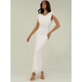 thumbnail image 7 of Women White Cowl Neck Drape Fit And Flare Maxi Dress, 7 of 7
