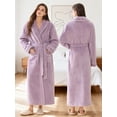 thumbnail image 4 of AMITOFO Women’s Thick Long Robe with Contrast Piping V-Neck – Soft Warm Winter Housecoat with Waist Belt and Side Pockets, 4 of 8