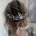 thumbnail image 2 of Bride Flower Wedding Hair Comb Silver Rhinestone Bridal Hair Pieces Floal Headpiece Hair Dress Crystal Hair Accessories for Brides and Bridesmaids, 2 of 4