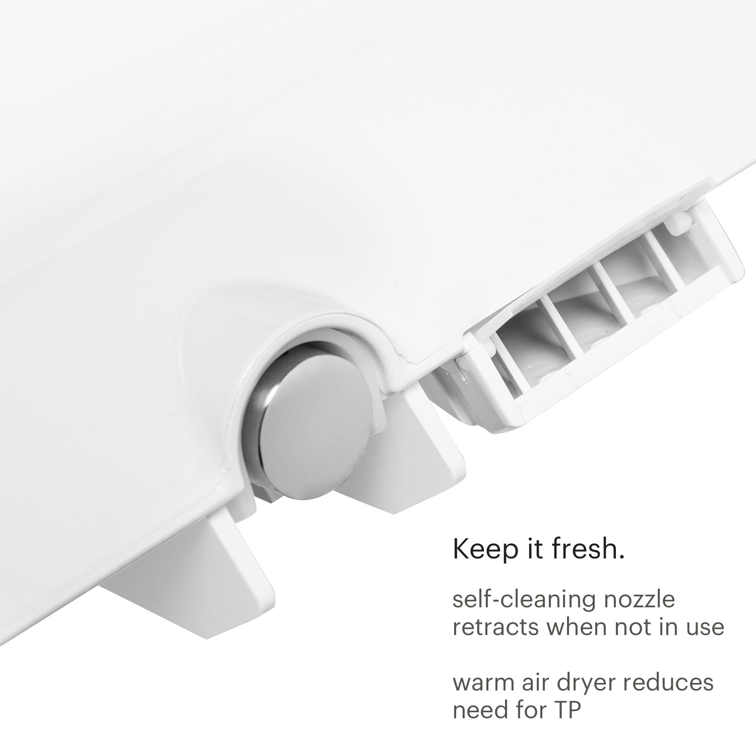 Brondell Swash Select DR801 Sidearm Bidet Seat with Warm Air Dryer and Deodorizer, Elongated White