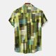thumbnail image 2 of Camisas Vaqueras Para Hombre XXL Camiseta de manga corta con botones de solapa y estampado hawaiano informal a la moda de verano para hombre (Green, XL), 2 of 7