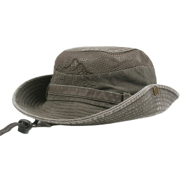 Casquette de Seau pour Hommes avec Sangle Réglable Protection Solaire Chapeau de Pêcheur Respirant pour la Randonnée en Plein Air