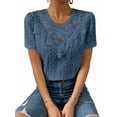 thumbnail image 3 of Women'S Short Sleeve Tunic Tank Tops Casual Lace Shirt Blouses Blue M, 3 of 9