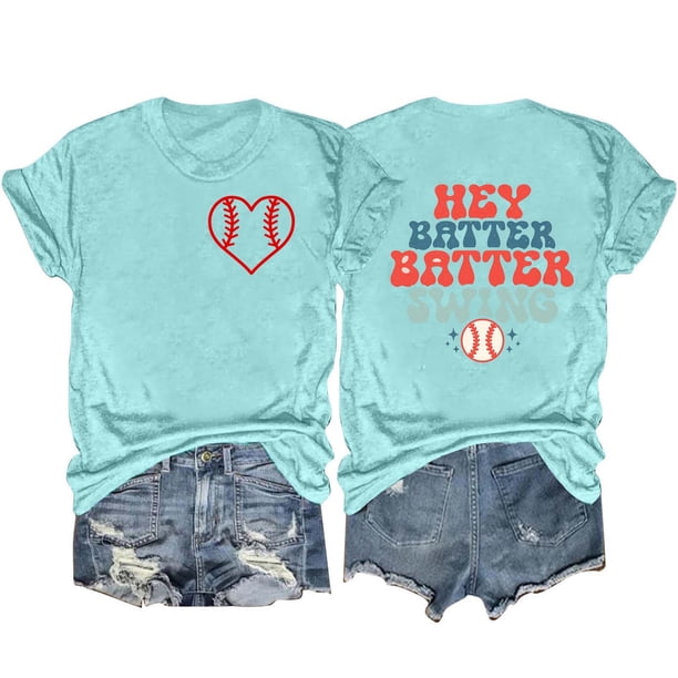 Camisetas de Manga Corta para las Mujeres Carta Impresa Doble Cara Suelta Tee, Casual Vintage Verano Top Mujeres