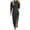 Dark Gray, variant on XFLWAM Women's Long Sleeve Dresses Casual Bodycon Dress Crew Neck Ruched Midi Dress with Slit Black S
